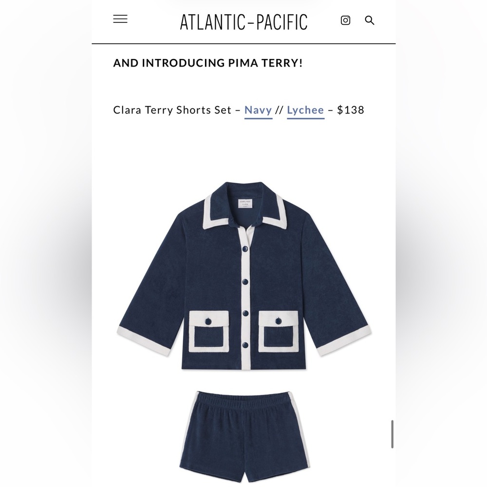 Lake Pajamas x Atlantic Pacific Clara Terry Shorts Set